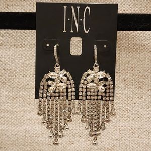 NWT Rhinestone Crystal Chain Chandelier Earrings by INC